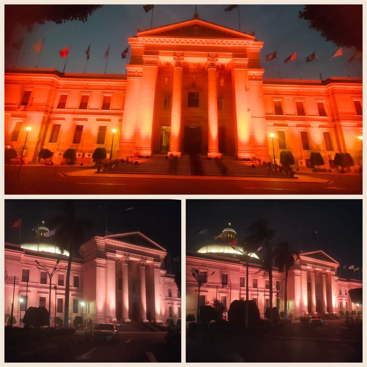 جامعة القاهرة تضيء مبانيها احتفالًا بالافتتاح التاريخي للمتحف المصري الكبير