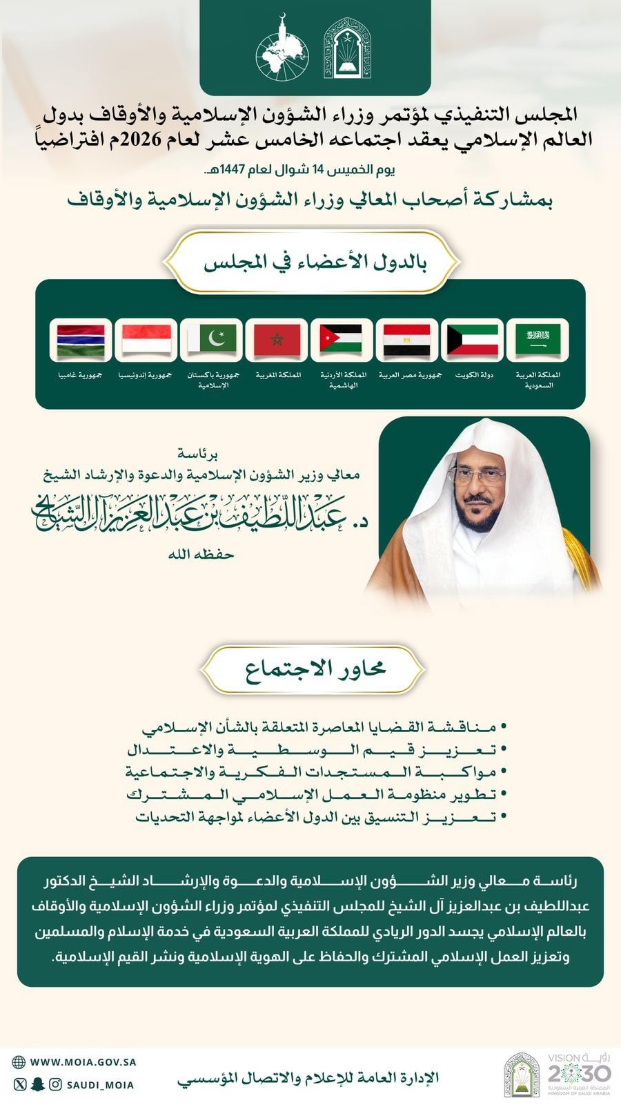 وزير الشؤون الإسلامية والدعوة والإرشاد السعودي الشيخ الدكتور عبداللطيف بن عبد العزيز آل الشيخ