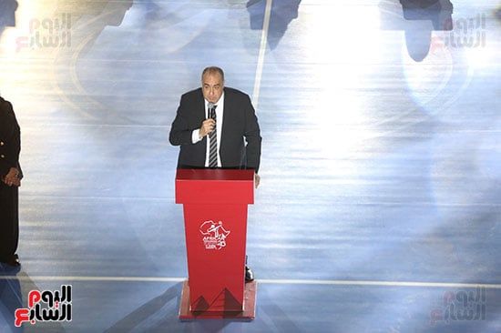 محمد الغزاوي يتحدث في حفل افتتاح بطولة أفريقيا لطائرة السيدات محمد الغزاوي يتحدث في حفل افتتاح بطولة أفريقيا لطائرة السيدات