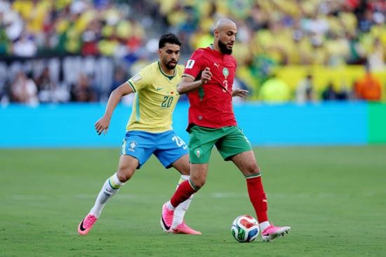 جانب من مباراة المغرب والبرازيل جانب من مباراة المغرب والبرازيل