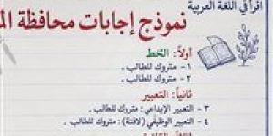 اعرف حلك.. نموذج إجابات امتحان اللغة العربية للشهادة الإعدادية محافظة المنوفية 2026 الترم الثاني