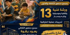 بدءًا من غد.. انطلاق أكبر برنامج للورش الفنية بمجمع دمنهور للثقافة والفنون