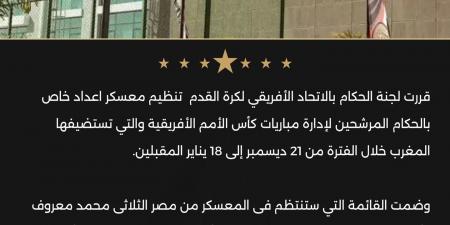 7
      حكام
      مصريين
      في
      معسكر
      إعداد
      خاص
      لكأس
      الأمم
      الأفريقية
      بالمغرب