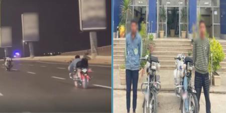 الداخلية تضبط شابين استعرضا بدراجتين ناريتين على طريق سريع بالقاهرة
