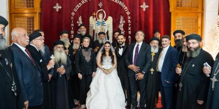 شخصيات رفيعة المستوى في زفاف "ناردين جورج" بكنيسة الملاك بشيراتون| صور