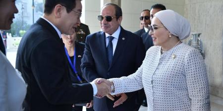 السيدة انتصار السيسي ترحب بقرينة رئيس كوريا الجنوبية