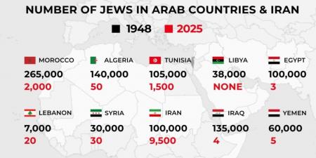 «بالإرقام».. إسرائيل تكشف عدد اليهود في الدول العربية
