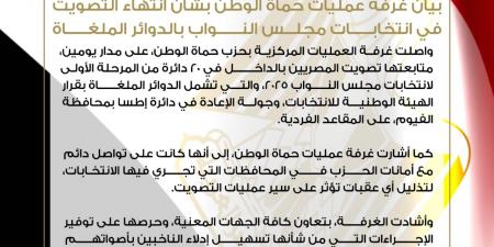 غرفة عمليات حماة الوطن تشيد بتعاون الجهات المعنية وتسهيل العملية على الناخبين