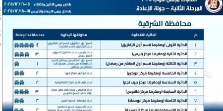 جولة الإعادة بانتخابات النواب فى الشرقية.. منافسة في 8 دوائر انتخابية على 19 مقعد