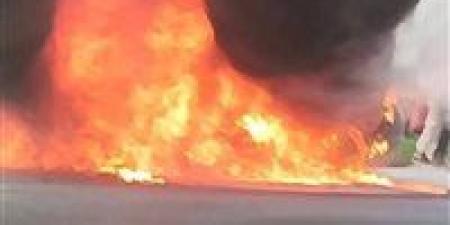 مصرع شخص في حريق سيارة ملاكي بطريق شبرا–بنها الحر بالقليوبية