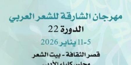 بمشاركة 80 شاعرًا وناقدًا.. انطلاق مهرجان الشارقة للشعر العربى الأحد