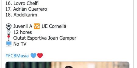 تشكيل برشلونة ضد كورنيلا في الدوري الإسباني للشباب.. موقف حمزة عبد الكريم