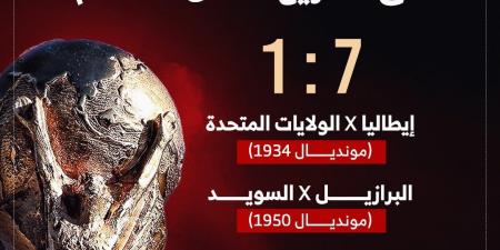 7 – 1.. حصيلة ثقيلة صنعت أشهر مباريات كأس العالم.. إنفوجراف