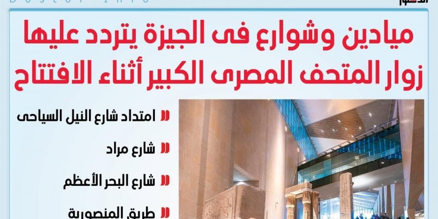 ميادين
      وشوارع
      يتردد
      عليها
      زوار
      المتحف
      المصري
      الكبير
      لحضور
      الافتتاح
      (إنفوجراف)