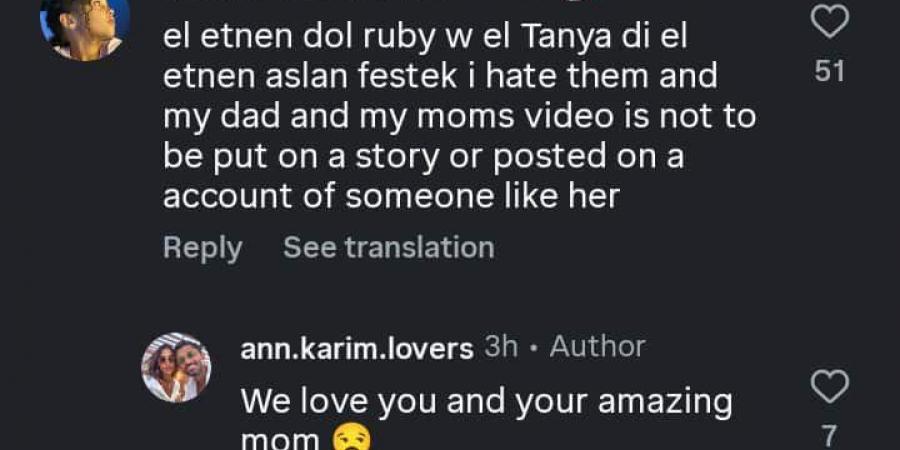 الاتنين فيستك... ابنة كريم محمود عبد العزيز تهاجم دينا الشربيني وروبي