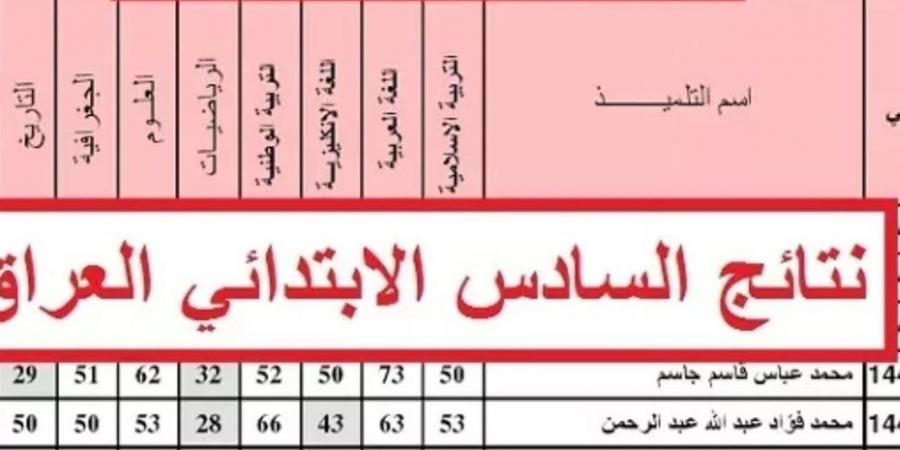 ملف PDF لنتائج السادس الابتدائي الدور الثالث 2025: بالاسم والرقم الامتحاني