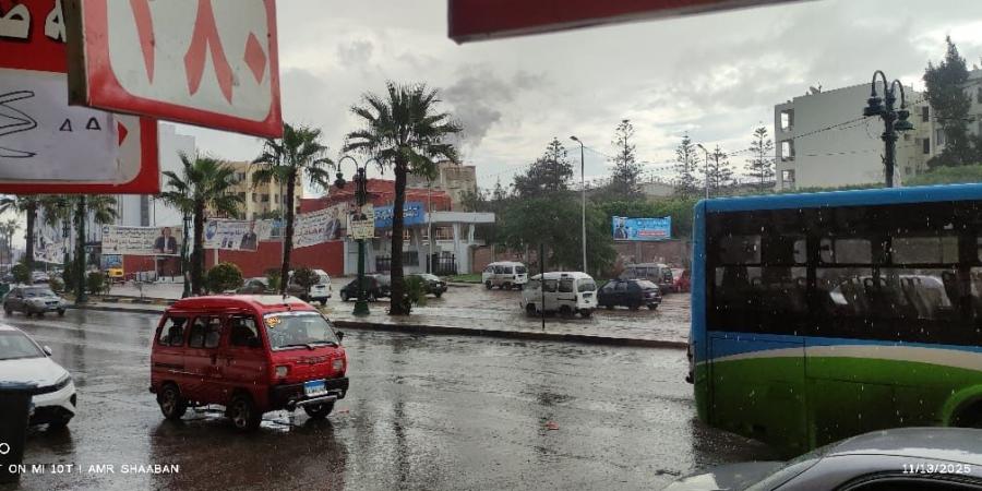 سقوط أمطار متوسطة علي مناطق العجمي والعامرية بالإسكندرية.. صور