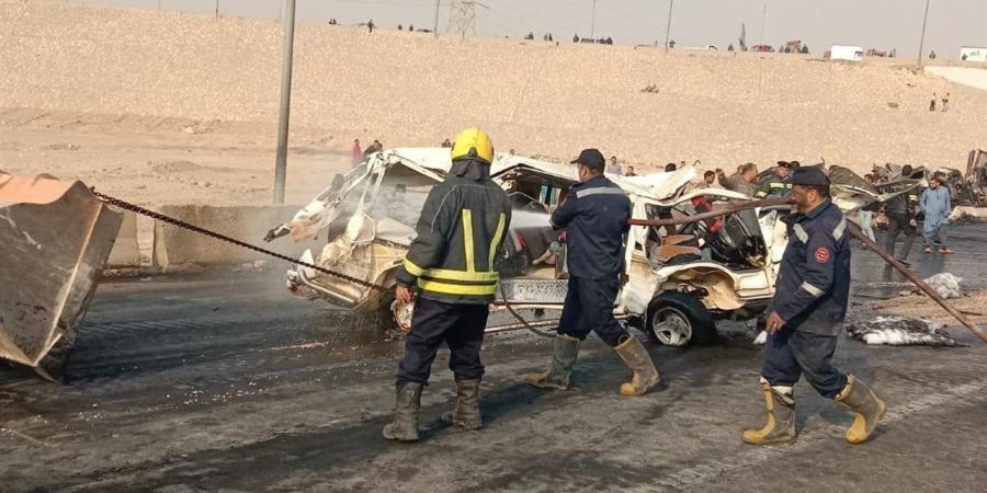 رفع آثار حادث الطريق السياحى بالجيزة