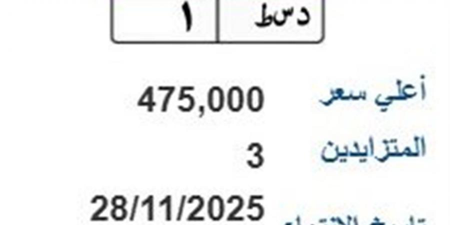 سعرها 475 ألف جنيه.. مزاد على لوحة سيارة مميزة (د س ط-1)
