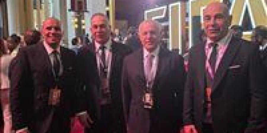 قرعة كأس العالم 2026: هاني أبوريدة ومحمد زيدان برفقة حسام وإبراهيم حسن في مقر الحفل