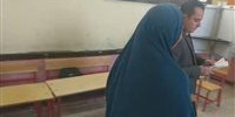 رئيس لجنة يساعد سيدة مسنة للإدلاء بصوتها في انتخابات مجلس النواب بطامية في الفيوم