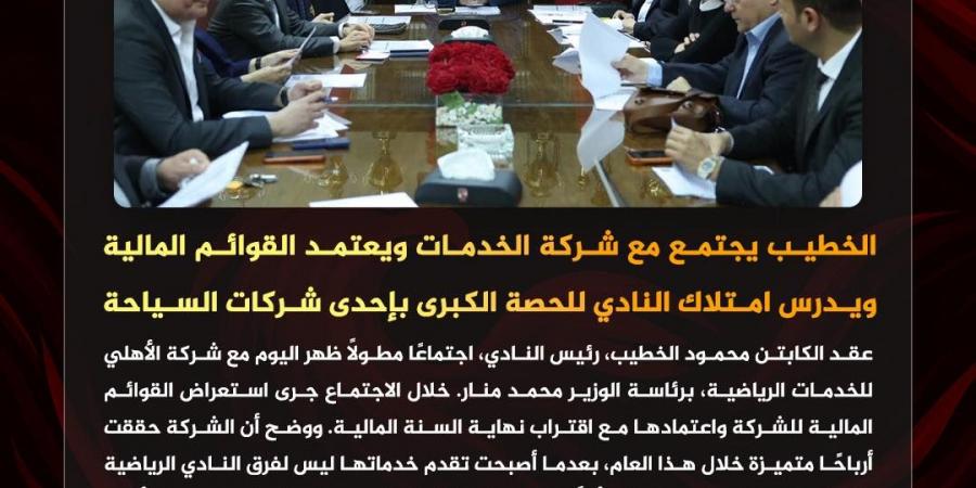 الخطيب يجتمع مع شركة الخدمات ويدرس امتلاك النادي للحصة الكبرى بإحدى شركات السياحة