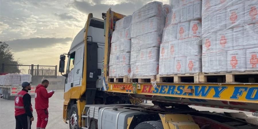 الهلال الأحمر يدفع بـ44 ألف سلة غذائية إلى غزة ضمن القافلة 172 من "زاد العزة"