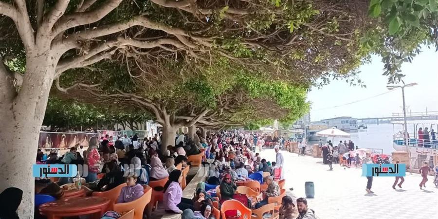 توافد المئات من المواطنين على حدائق ومتنزهات دسوق بكفر الشيخ للاحتفال بشم النسيم