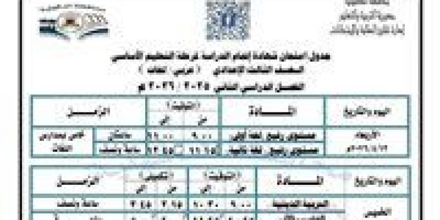 جدول امتحانات الترم الثاني 2026 بالدقهلية رسميًا.. المواعيد الكاملة لكل المراحل